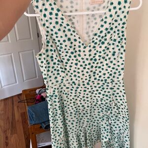 Rebecca Taylor Cream and Teal Polka Dot Dress
